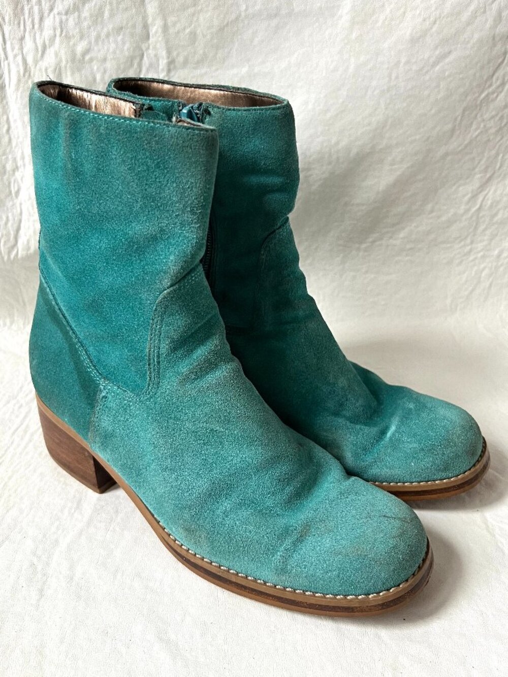 Vintage y2k Candies boots blue suede womens 7 block heel short booties 2000s